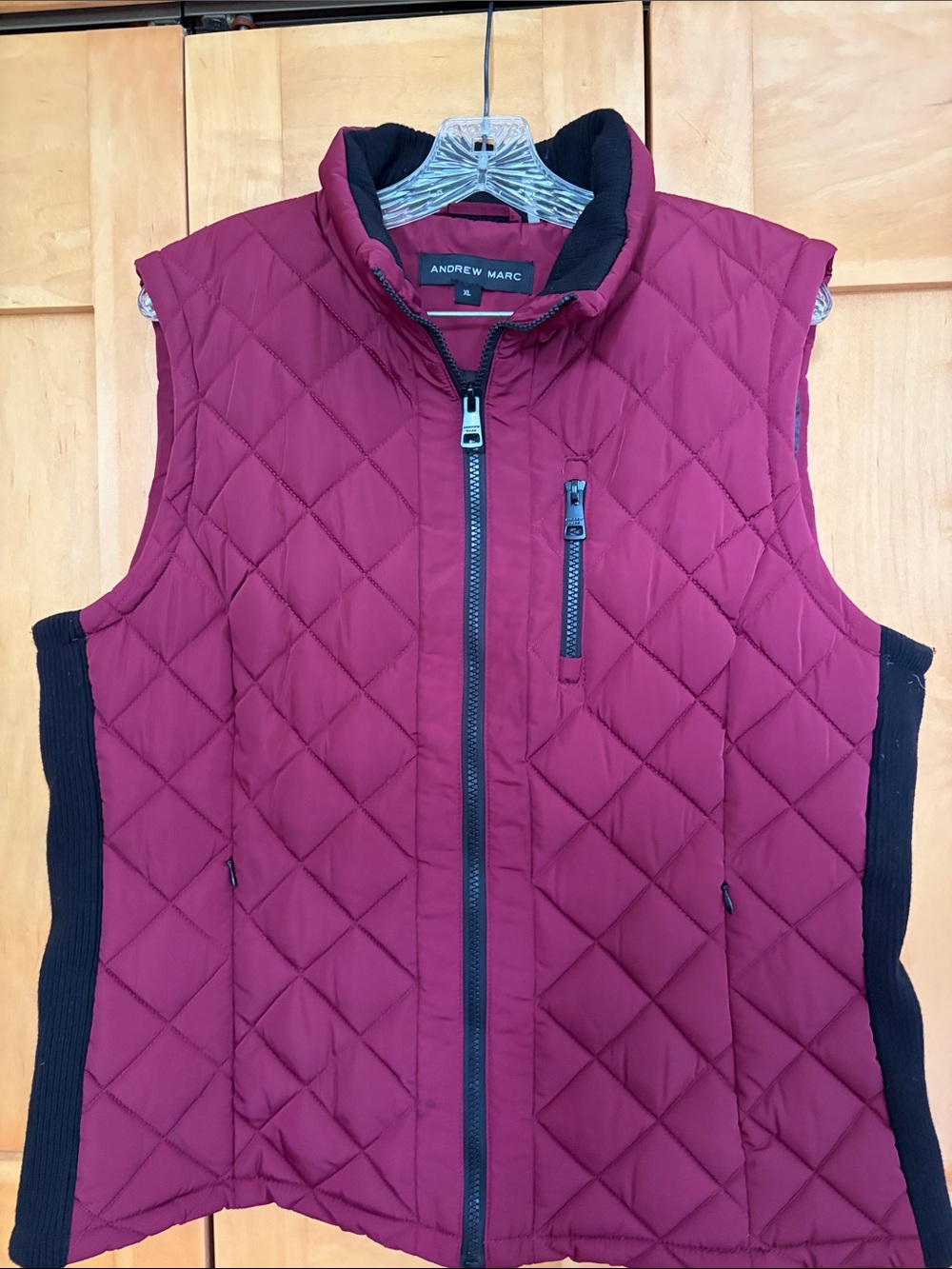 Andrew Marc Quilted Wine-Red Sleeveless Vest